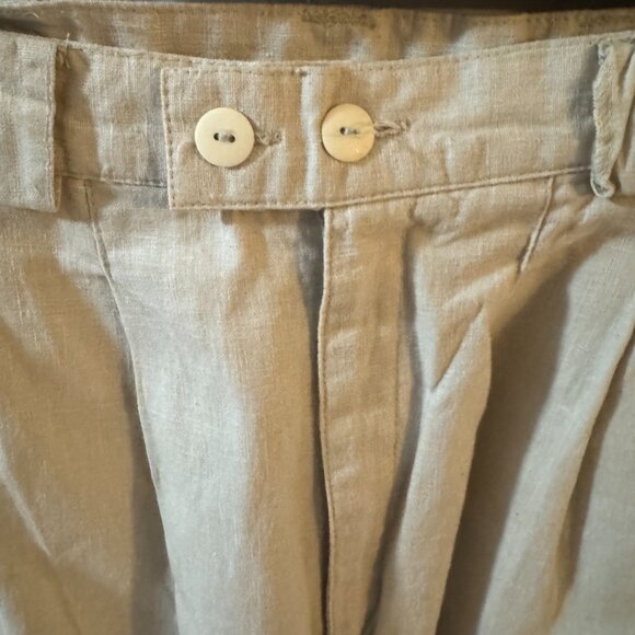 1990s Lindsay Gray Essentials Khaki Women's Shorts | 55% Linen, 45% Cotton | W 5 - Picture 4 of 4